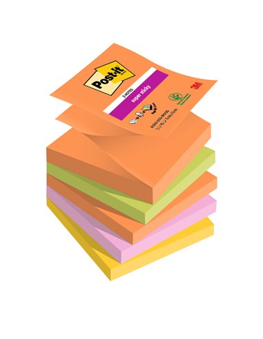 Cf. 5pz blocco 90foglietti Post-it® Super Sticky Z-Notes 76x76mm R330-5SS-BOOS 7100258789 POST-IT BLOCCHI ADESIVI-DISPENSER