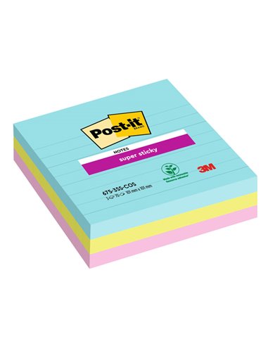 Cf. 3pz blocco 70fg. Post-it® Super Sticky 101x101mm righe COSMIC 675-3SS-COS 7100234643