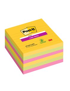 Cf. 6pz blocco 90fg. Post-it®Super Sticky 101x101mm righe Carnival 675-6SS-CARN 7100234516