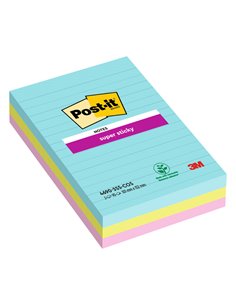 Cf. 3pz blocco 90fg. Post-it® Super Sticky RIGHE 101x152mm 4690-SS3COS Cosmic 7100234251 POST-IT BLOCCHI ADESIVI-DISPENSER