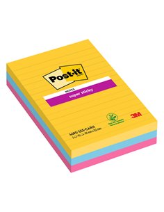 Cf.3pz blocco 90fg. Post-it®Super Sticky RIGHE 101x152mm 4690-3SS-CARN Carnival 7100234250