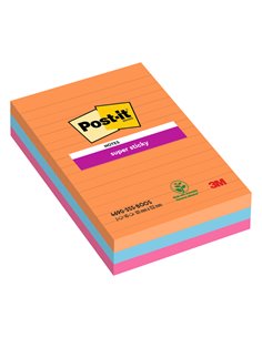 Cf. 3pz blocco 90fg. Post-it® Super Sticky RIGHE 101x152mm 4690-3SS-BOOS Boost 7100234212