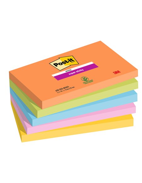 Cf. 5pz blocco 90fg. Post-it® Super Sticky 76x127mm 655-5SS- BOOS Boost 7100258793 POST-IT BLOCCHI ADESIVI-DISPENSER