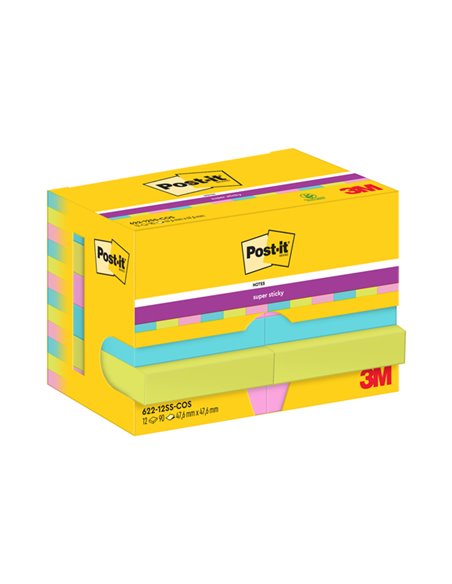 Cf. 12pz 90fg. Post-it® Super Sticky 47,6x47,6mm 622-12SS-COS Cosmic 7100290180