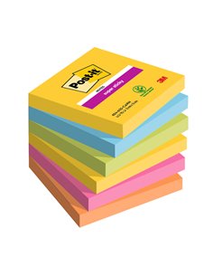 Cf. 6pz blocco 90foglietti Post-it® Super Sticky 76x76mm 654-6SS-CARN Carnival 7100265522