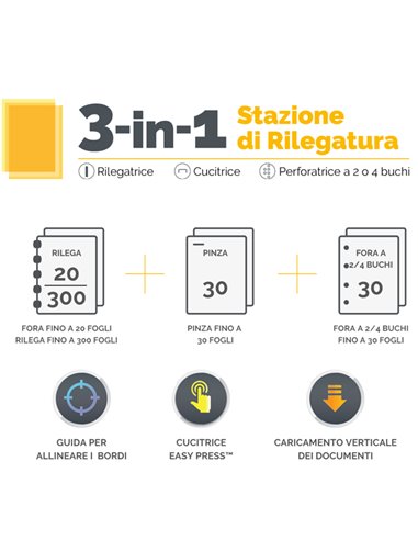 Rilegatrice 3in1 Lyra (rilega, pinza, fora) Fellowes 5603101 FELLOWES RILEGATRICI AD ANELLI
