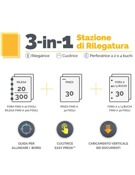 Rilegatrice 3in1 Lyra (rilega, pinza, fora) Fellowes 5603101 FELLOWES RILEGATRICI AD ANELLI