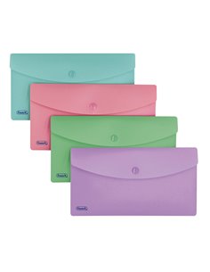 Buste con bottone PPL PASTEL Formato 9,9x21cmcolori ass. Favorit 400153397 FAVORIT CARTELLINE IN PLASTICA CON BOTTONE