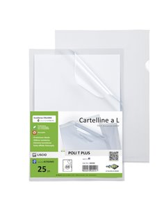 25 Cartelline a L in PP trasparente alto spessore 22x30cm Poli T Plus Sei rota 662320