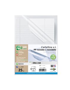 Conf 25 cartelline a L in PP riciclato buccia A4 ERA 150 Sei rota 662401 SEI ROTA CARTELLINE APERTE SU DUE LATI