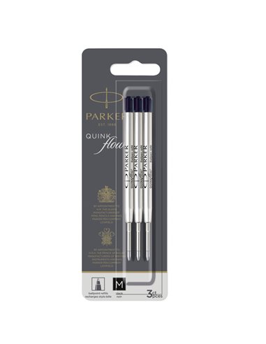 Blister 3 refill sfera Quinkflow medio nero Parker 2119151