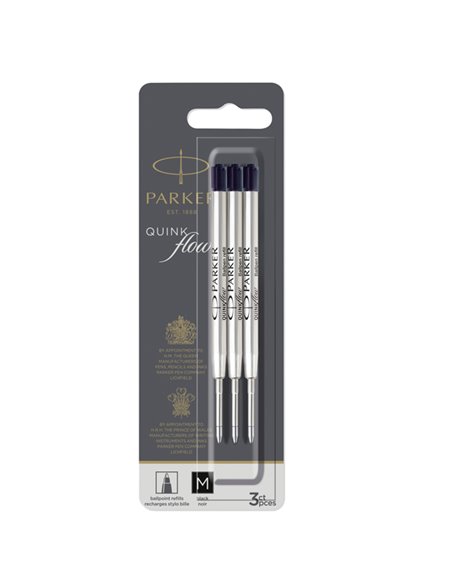 Blister 3 refill sfera Quinkflow medio nero Parker 2119151
