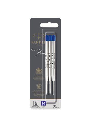 Blister 3 refill sfera Quinkflow medio blu Parker 2119152 PARKER REFILL SFERA