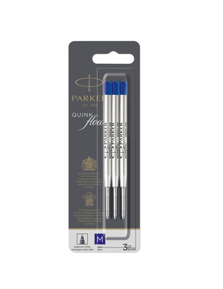 Blister 3 refill sfera Quinkflow medio blu Parker 2119152 PARKER REFILL SFERA