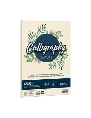 Carta Calligraphy Nature CRUSH A4 50fg 200gr alga FAVINI A69Q344 FAVINI CARTE EVENTI-INVITI
