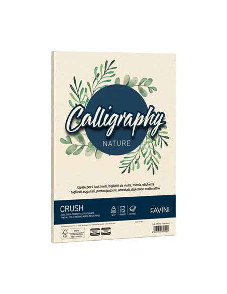 Carta Calligraphy Nature CRUSH A4 50fg 200gr alga FAVINI A69Q344 FAVINI CARTE EVENTI-INVITI