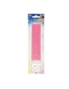 12 candeline matite 15cm rosa Big Party 71001 BIG PARTY FESTONI E PALLONCINI