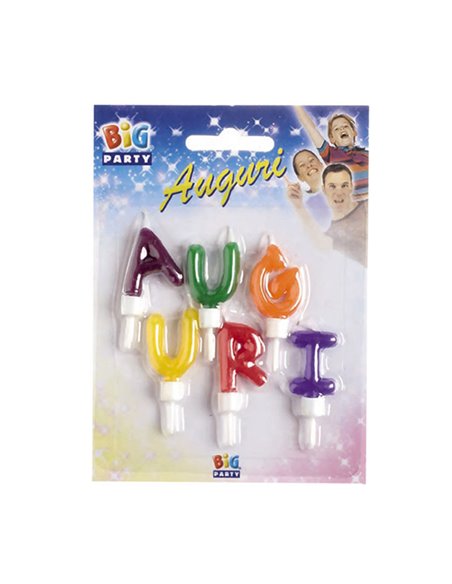 Set candeline Auguri colori assoriti Big Party 70423