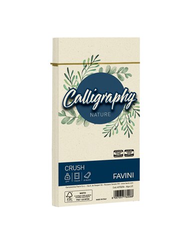 25 buste Calligraphy Nature CRUSH 90gr 110x220mm alga FAVINI A57Q204 FAVINI CARTE EVENTI-INVITI