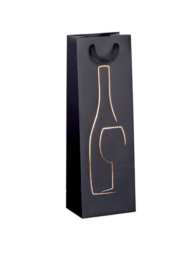 Shopper portabottglie c/manici in corda 12x37x9cm nero Rex Sadoch SDN12NERO REX SADOCH SHOPPERS E SACCHETTI REGALO