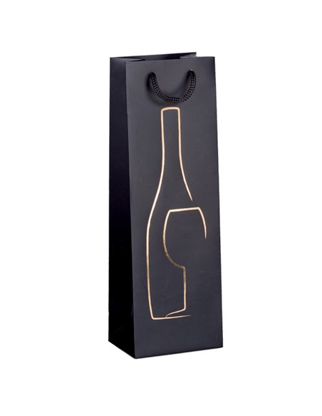 Shopper portabottglie c/manici in corda 12x37x9cm nero Rex Sadoch SDN12NERO REX SADOCH SHOPPERS E SACCHETTI REGALO