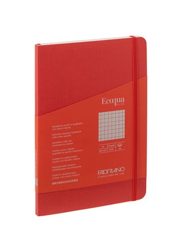Taccuino c/elastico Ecoqua Plus cucito f.to A5 80 fogli 5mm lampone Fabriano 19621109