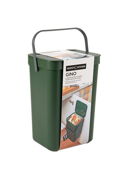 Pattumiera GINO per rifiuti organici verde bosco 12 lt Perfetto 29125 PERFETTO PATTUMIERE E BIDONI