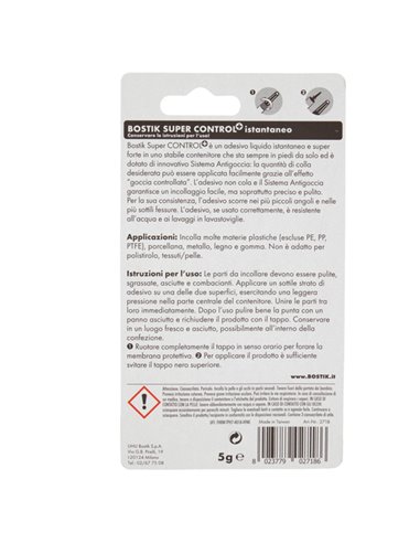 Colla istantanea universale Bostik Super Control 5g c/sistema antigoccia D2718 BOSTIK COLLE SPECIALI
