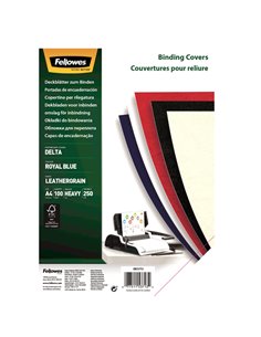 100 Copertine A4 cartoncino groffrato semilpelle 250g royal blu Fellowes 5371305