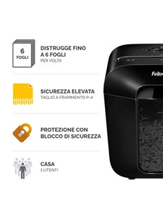 Distruggidocumenti a frammenti LX-25 nero Fellowes 4170501 2