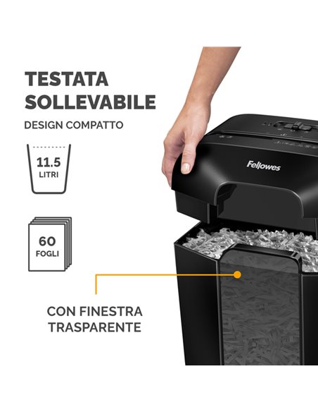 Distruggidocumenti a frammenti LX-25 nero Fellowes 4170501