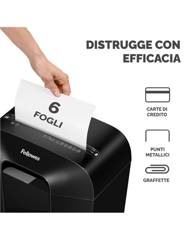 Distruggidocumenti a frammenti LX-25 nero Fellowes 4170501