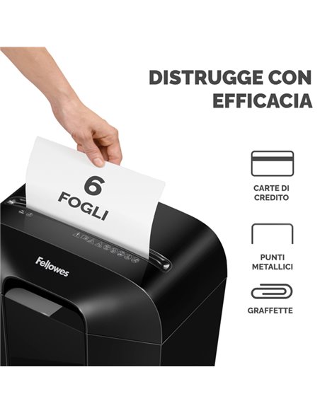 Distruggidocumenti a frammenti LX-25 nero Fellowes 4170501