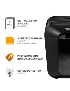 Distruggidocumenti a frammenti LX-41 nero Fellowes 4300701 FELLOWES A FRAMMENTI E MICROFRAMMENTI 2