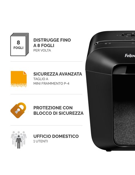 Distruggidocumenti a frammenti LX-41 nero Fellowes 4300701 FELLOWES A FRAMMENTI E MICROFRAMMENTI