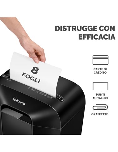 Distruggidocumenti a frammenti LX-41 nero Fellowes 4300701 FELLOWES A FRAMMENTI E MICROFRAMMENTI