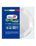 25 Piatti fondi Ø220mm in PS Reuse bianco Dopla 12508