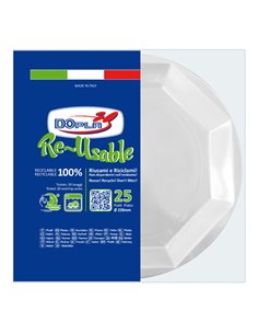 25 Piatti fondi Ø220mm in PS Reuse bianco Dopla 12508 DOPLA PIATTI MONOUSO