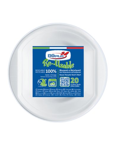 20 Scodelle 630ml in PS Reuse bianco Dopla 08130 DOPLA PIATTI MONOUSO