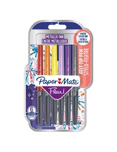 Blister 6 pennarelli Flair Nylon colori assortiti Metallic Papermate 2137361
