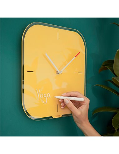 Orologio da parete silenzioso in vetro giallo Cosy Leitz 90170019