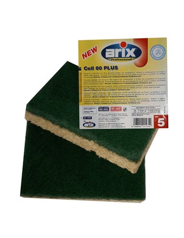 Conf 5 spugne abrasive antibatteriche Cell 80 Plus 1 1575