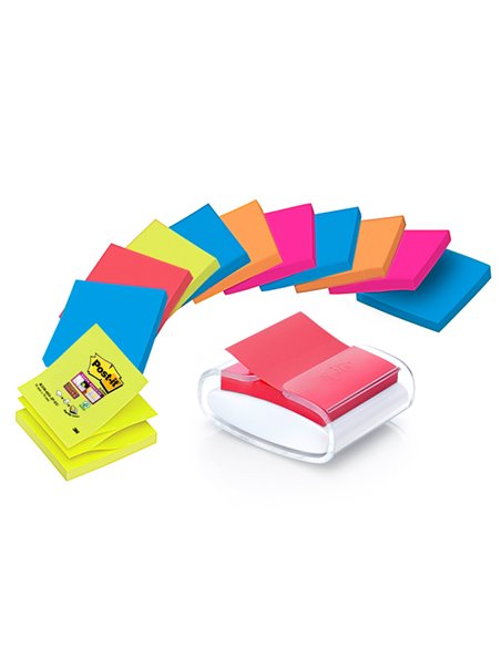 DISPENSER PRO +12 ricarche Post-it® Super Sticky Z-Notes colori ass. 76x76mm 7100039361