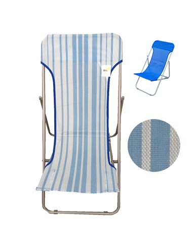 Sdraio pieghevole con righe azzurre Beach S1622044