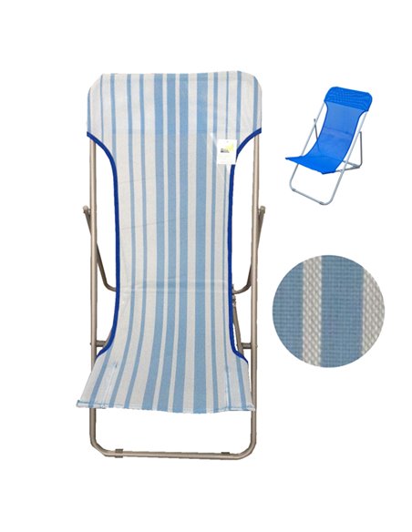 Sdraio pieghevole con righe azzurre Beach S1622044