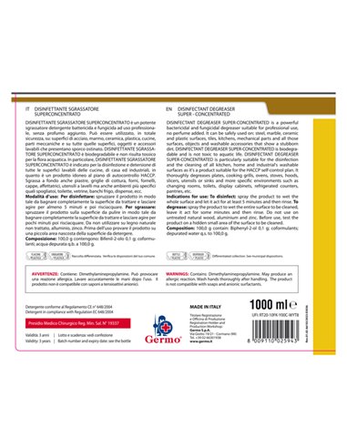 Disinfettante sgrassatore superconcentrato senza profumo 1lt Tekna K013 Tekna DETERGENTI-DETERSIVI PER PULIZIA