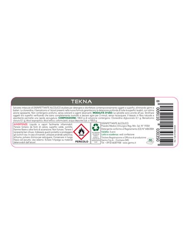 Flow pack 50 salviette disinfettanti per superfici Tekna K026 Tekna DETERGENTI-DETERSIVI PER PULIZIA