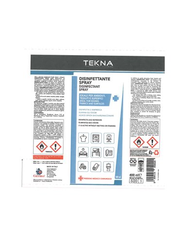 Disinfettante spray per ambienti e superfici 400ml Tekna K024 Tekna DETERGENTI-DETERSIVI PER PULIZIA