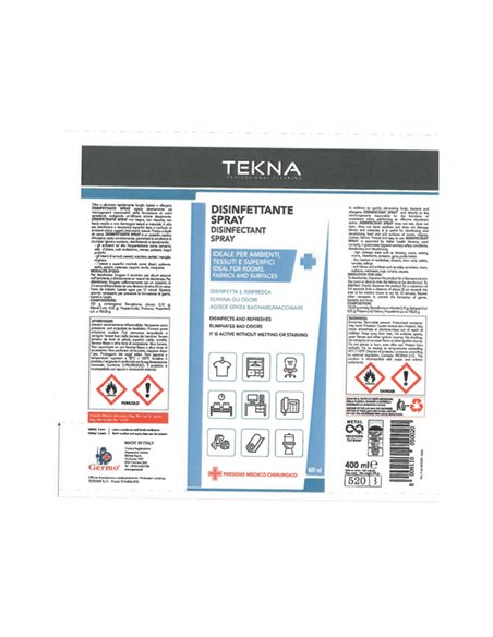 Disinfettante spray per ambienti e superfici 400ml Tekna K024 Tekna DETERGENTI-DETERSIVI PER PULIZIA
