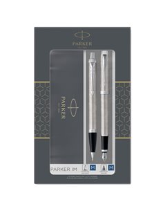 Gift Set DUO IM stainless steel sfera+ stilografica Parker 2183058 PARKER SFERE E MULTIFUNZIONE